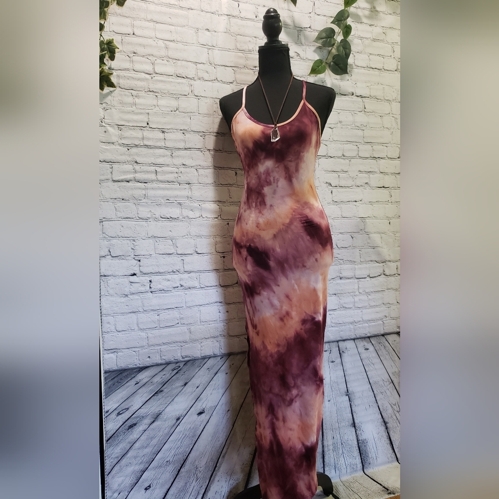 Tye Dye Long Spaghetti Strap Dress. Size S